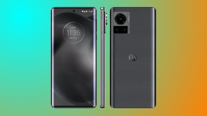 Motorola Frontier 2022 render of front, back, and profile. 