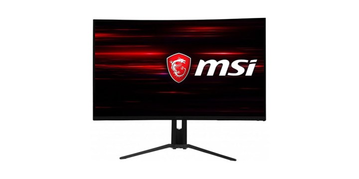 MSI 32-inch Optix Curved Gaming Monitor viewed from the front displaying the MSI logo and on a white background.