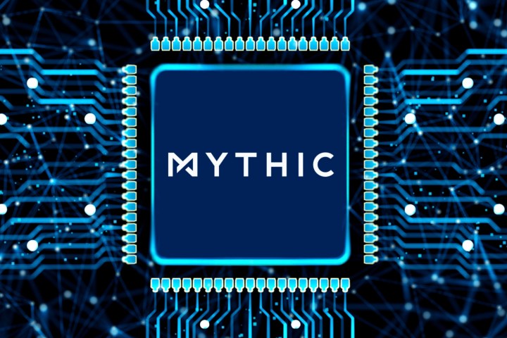 Mythic Ai logo on a chip graphic.