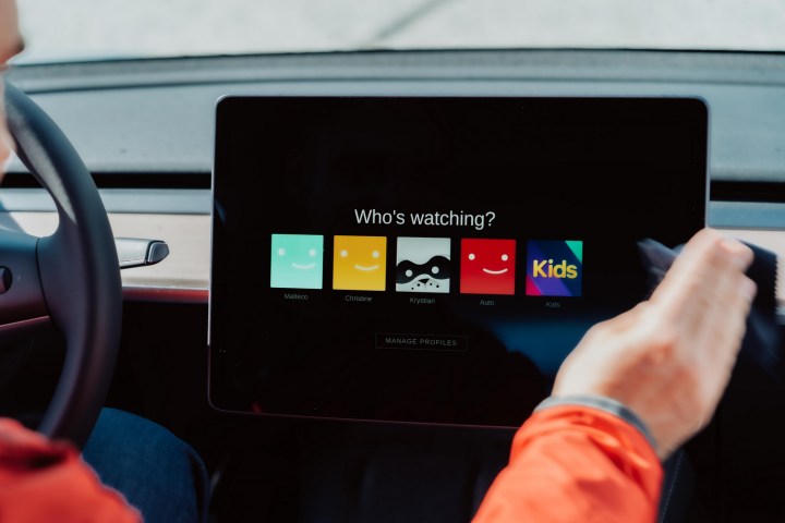 Perfiles de usuario en una cuenta de Netflix en un sistema de infoentretenimiento de automóvil.
