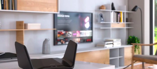 A Netgear Nighthawk AX6600 wireless router creates a powerful network for streaming TV shows.