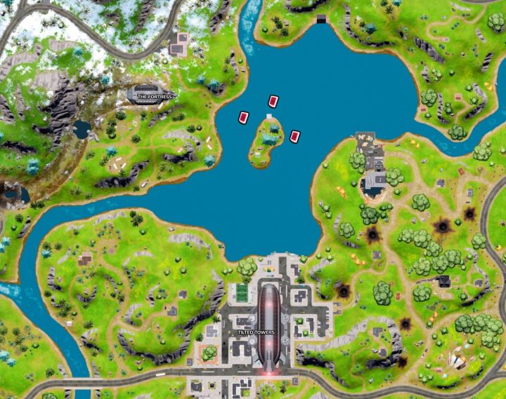 FortniteのLoot LakeのOmniチップスの地図。