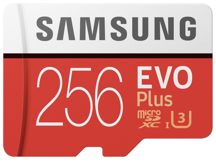 The 256GB version of the Samsung EVO Plus microSDXC memory card, with UHS Speed Class 3.