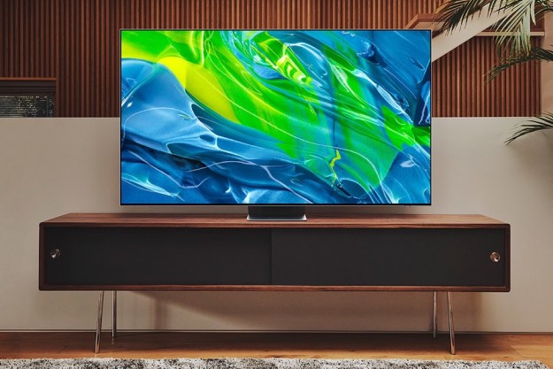 2022 Samsung OLED TV S95B viewed on a media unit.