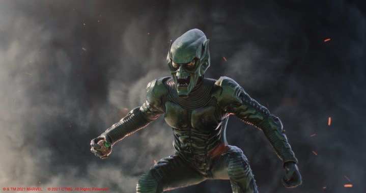The Green Goblin prepares to attack in Spider-Man: No Way Home.