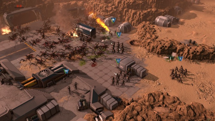 Soldiers kill Arachnids in Starship Troopers: Terran Command.