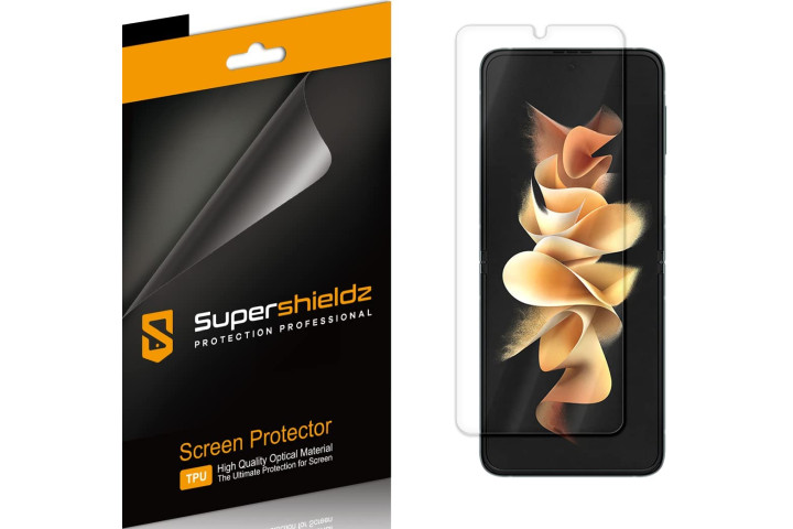 Supershieldz TPU Screen Protector with the Galaxy Z Flip 3.