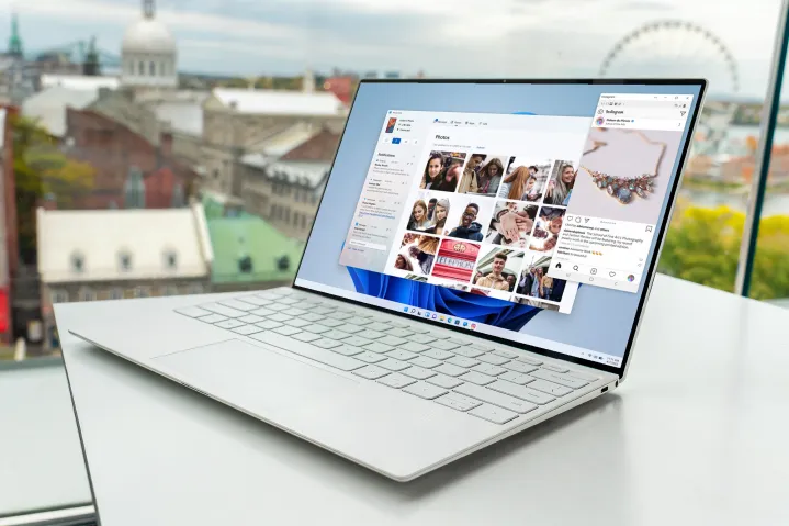 Link de telefone do Windows 11 em um laptop Dell XPS.