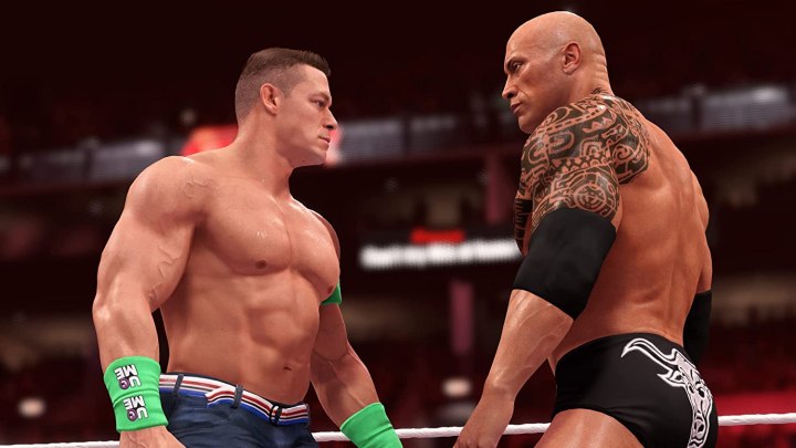 The Rock and John Cena face off in WWE 2K22.