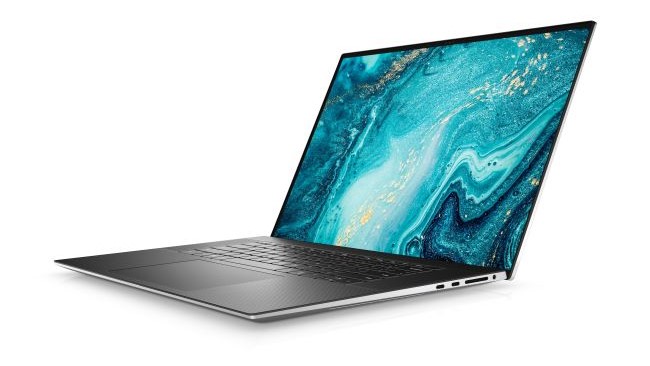 Dell XPS 17 open at a right angle.