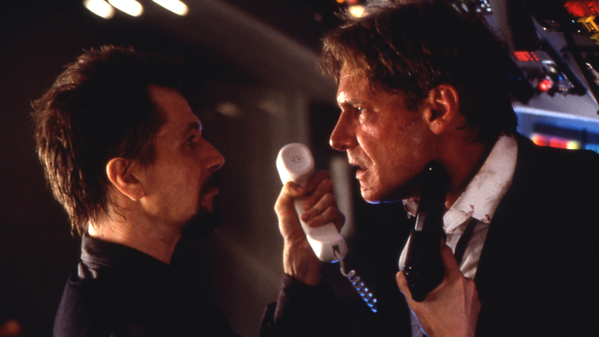 Gary Oldman and Harrison Ford in Air Force One.