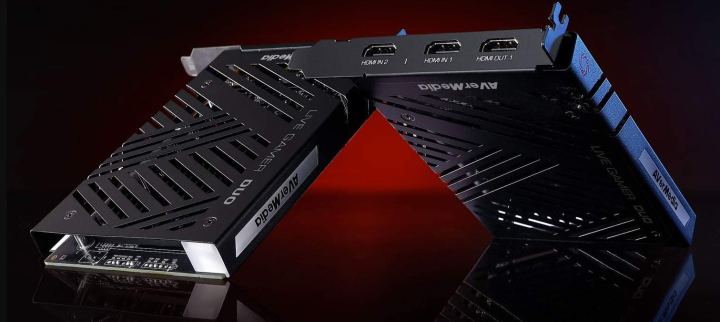 Two AverMedia Live Gamer Duo capture cards next to each other.