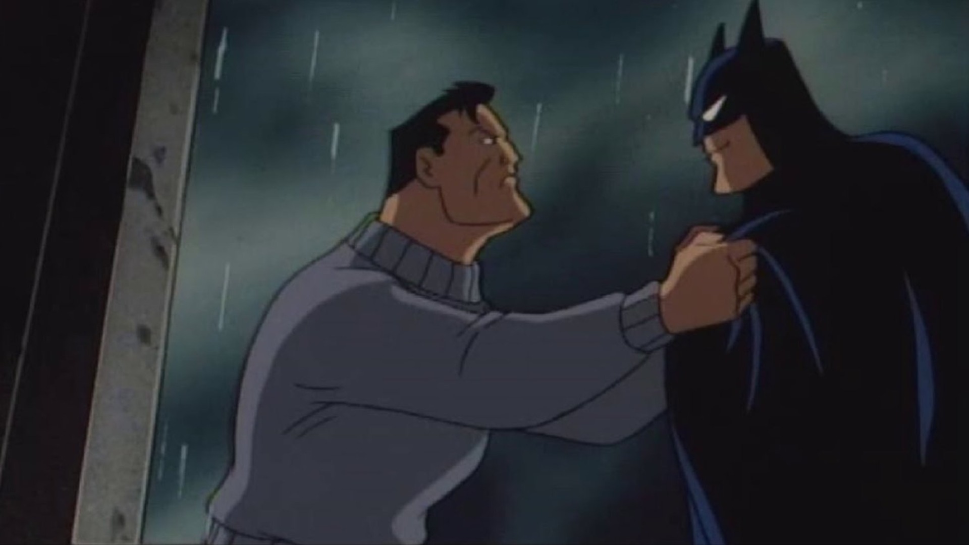 Bruce Wayne confrontando Batman em Talvez o Sonho.