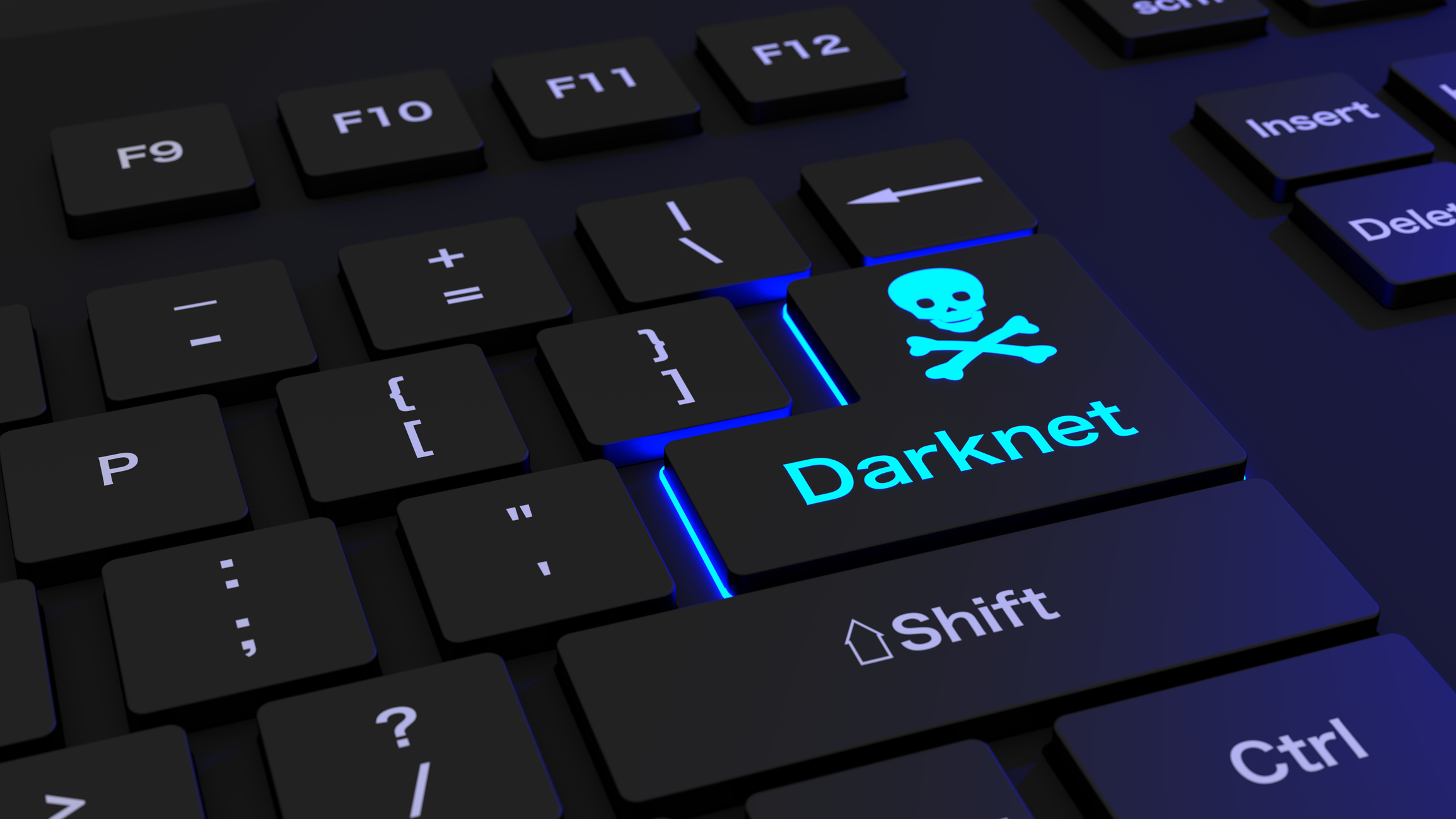 Um teclado que exibe um botão darknet.