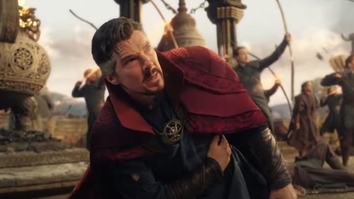 Doctor Strange holds his sides in pain in Doctor Strange in the Multiverse of Madness.