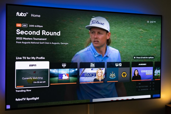 The FuboTV streaming service on a television.