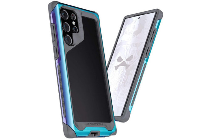 Ghostek Atomic Slim 4 Prismatic Aluminum Case for the Samsung Galaxy S22 Ultra with its metal frame and soft TPU Layer.