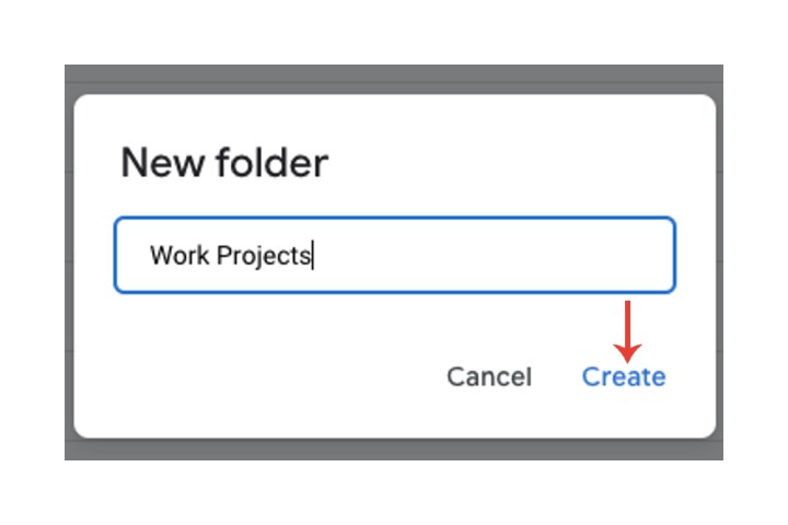 یک نام برای یک پوشه جدید در Google Drive وارد کنید.