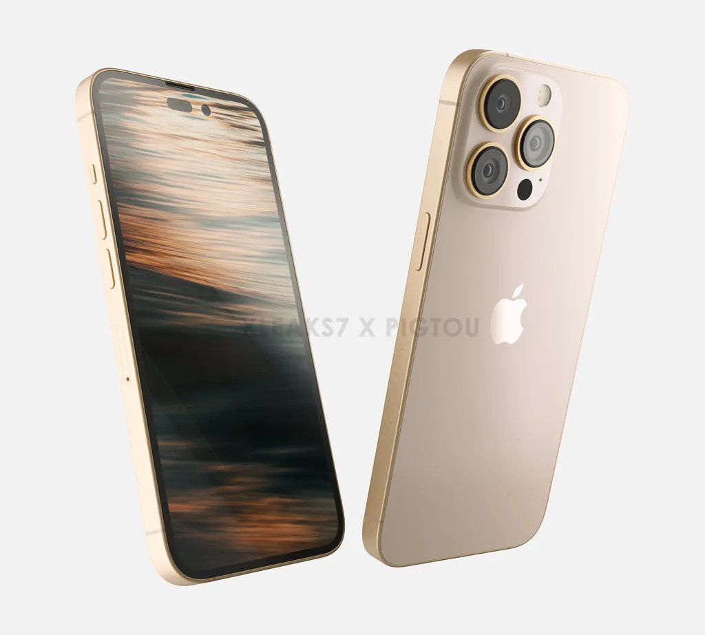 El iPhone 14 en oro basado en filtraciones de CAD.