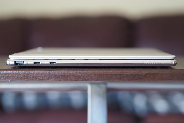 Lenovo Yoga 9i connectivity features including a USB-A 3.2 Gen 2 port, a USB-C 3.2 Gen 2 port, two USB-C 4 ports with Thunderbolt 4 support, and a 3.5mm audio jack.