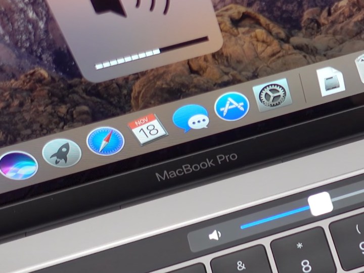 The volume slider on a MacBook Pro.
