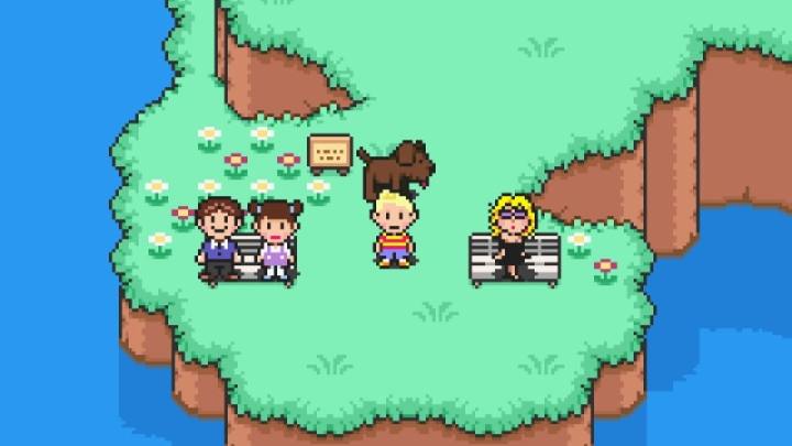 Clause standing b y a bench in Mother 3.