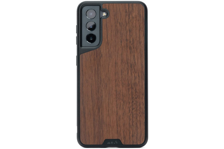 Mous Limitless 3.0 Case in Walnut for the Samsung Galaxy S21 FE, showing the rear of the case.