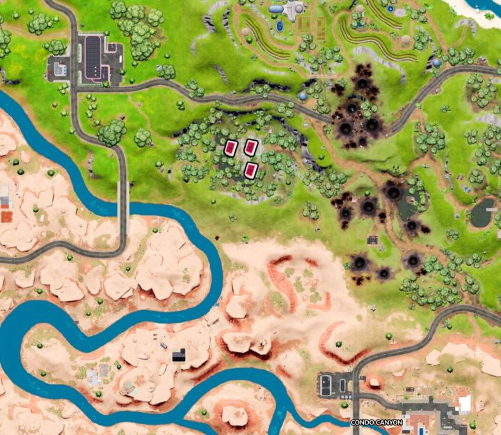FortniteのTumbledown Templeのオムニチップスの地図。