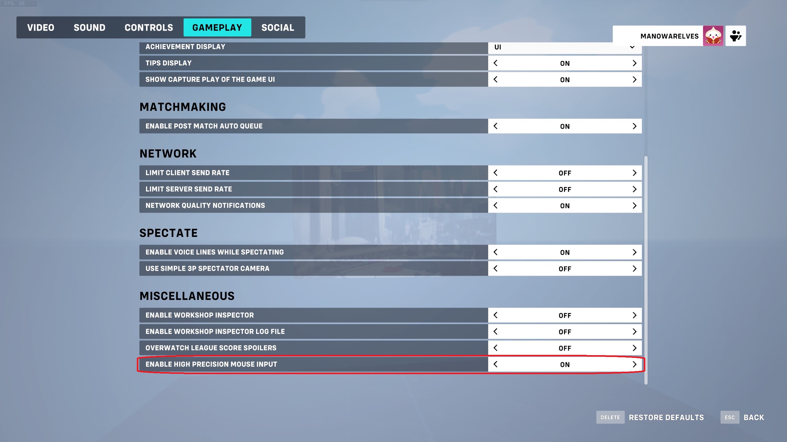 Gameplay settings in Overwatch 2.