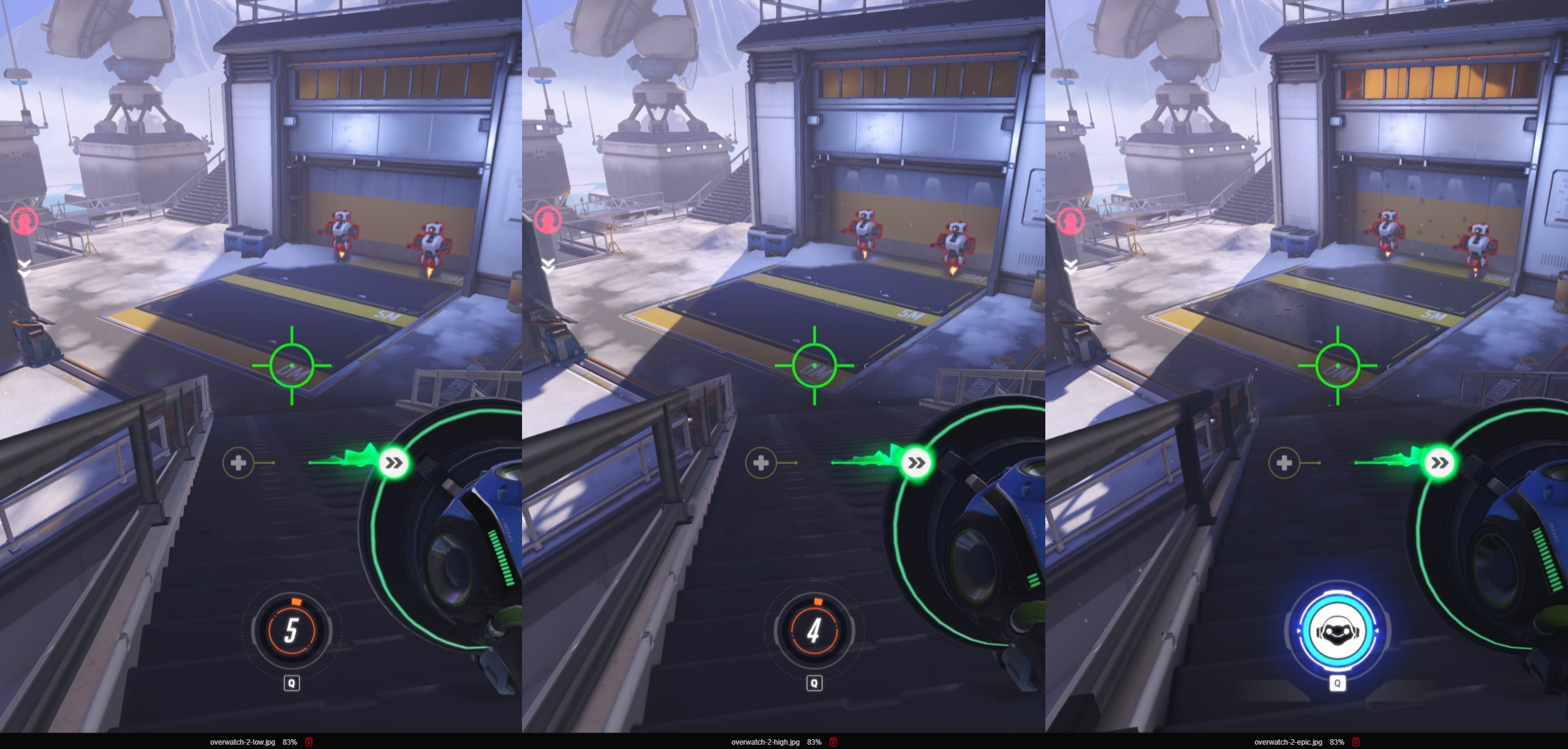 Image quality differences between Overwatch 2 presets.