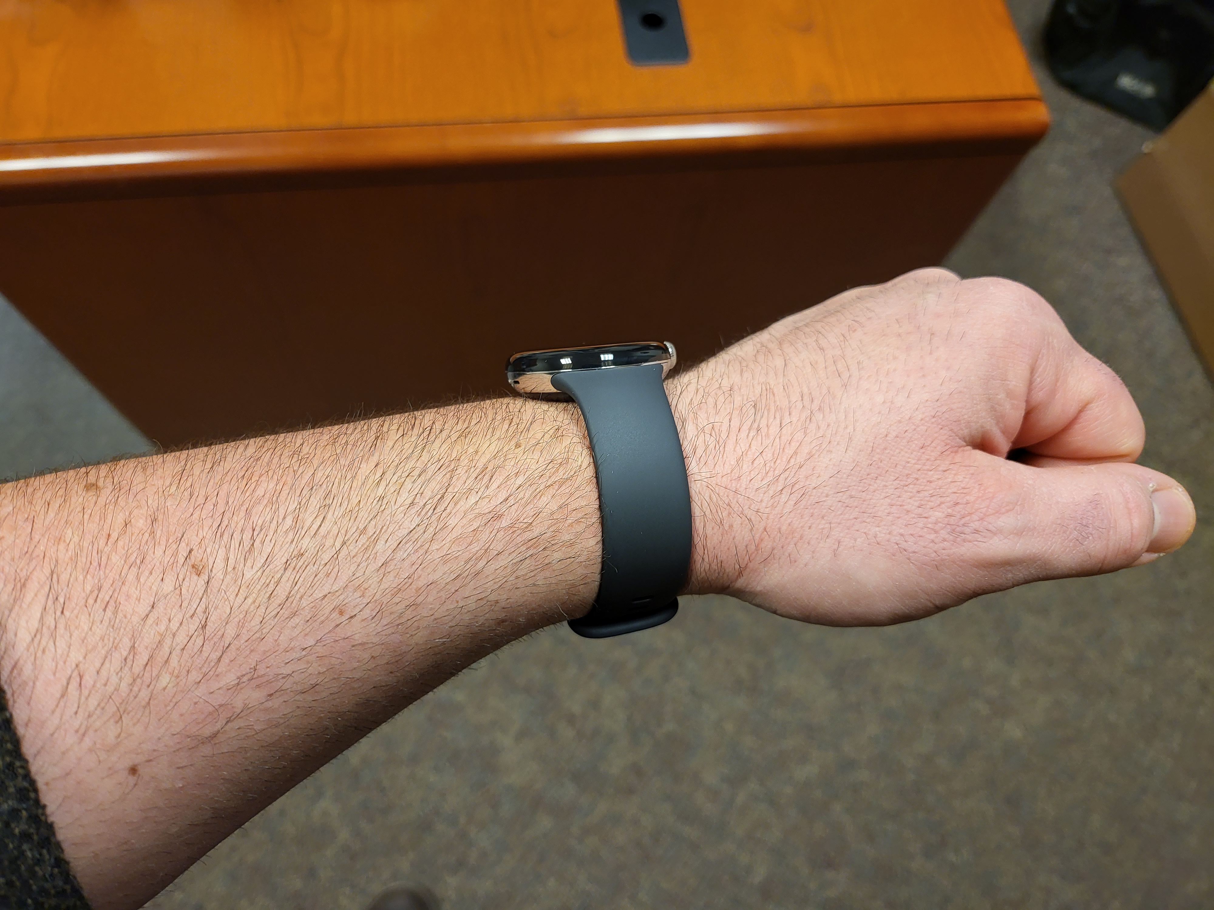 Google's Pixel Watch on a wrist.
