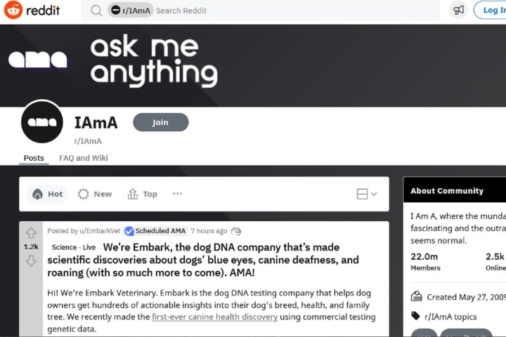 The main page for the Ask Me Anything subreddit on Reddit.