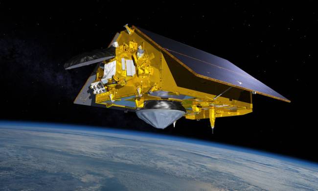 An artist's rendering of the Sentinel-6 Michael Freilich satellite.
