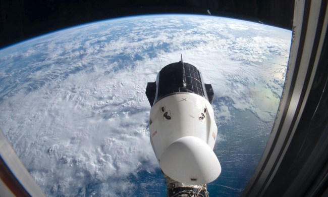 A SpaceX Crew Dragon spacecraft docked at the ISS.