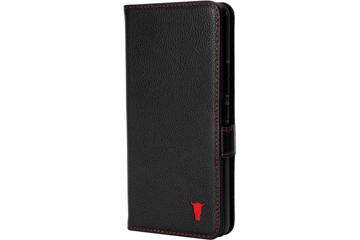 Torro Genuine Leather Cover for Samsung Galaxy A53 in black leather with red accent.