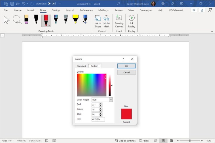 Custom colors for the drawing tools.