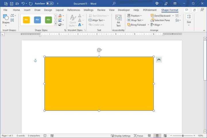 Shape Format tab with formatting tools in the ribbon.