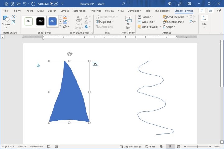 برگه Shape Format برای طراحی های آزاد.