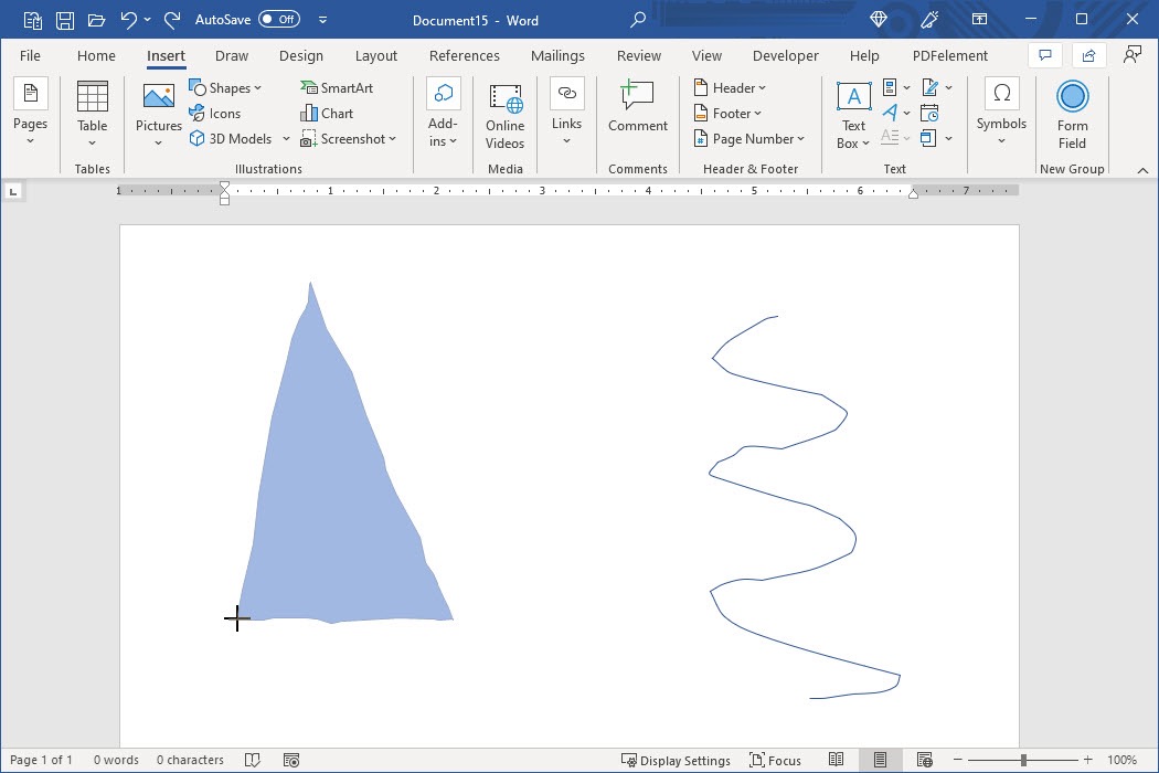 Freeform Shape and Freeform Scribble in Word.