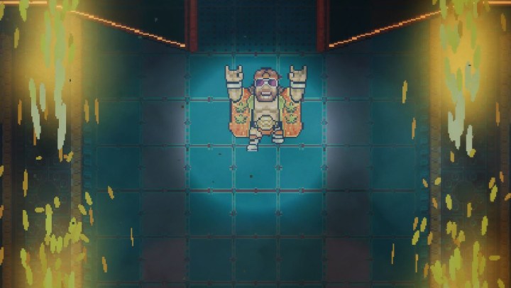 A wrestler coming on stage in WrestleQuest
