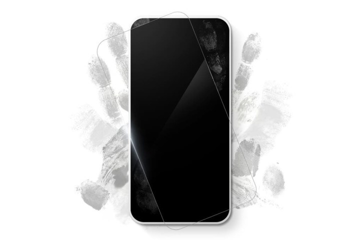 ZAGG InvisibleShield Glass Elite with phone and smudges.