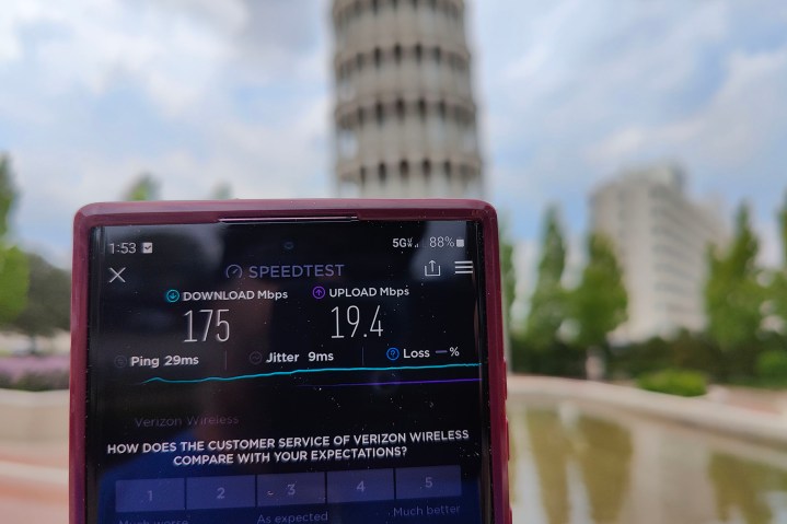 Hasil Speedtest pada Samsung Galaxy S22 Ultra.