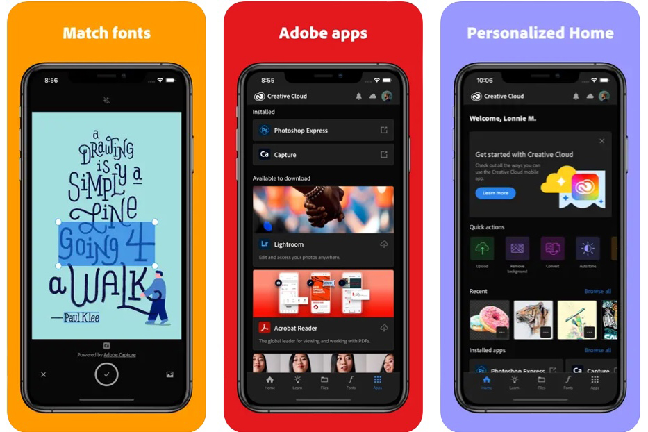 Adobe Creative Cloud Fonts for iOS.