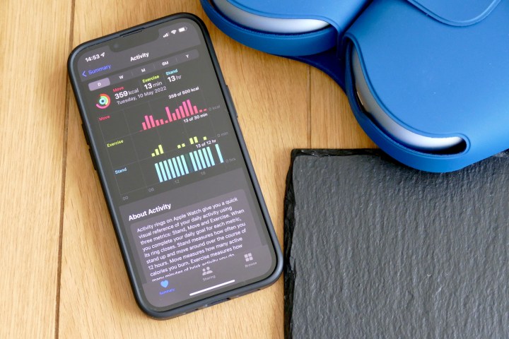 Apple Health's Activity page is shown on the iPhone 13 Pro.