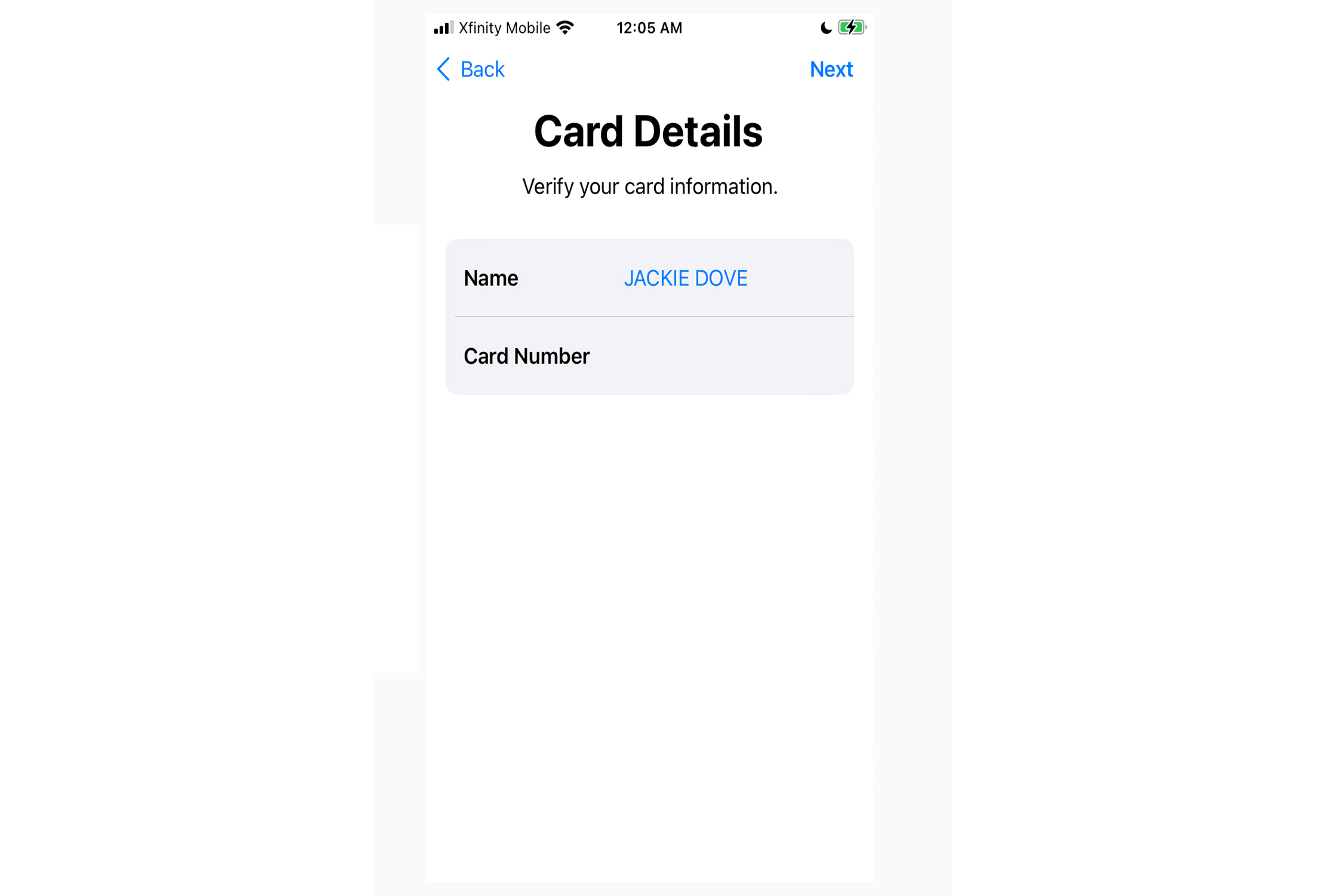Adding information to Apple Wallet.