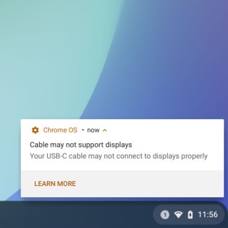 Chrome OS USB C Alert