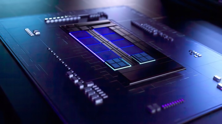 Chip Intel Raptor Lake mostrado em uma imagem renderizada.