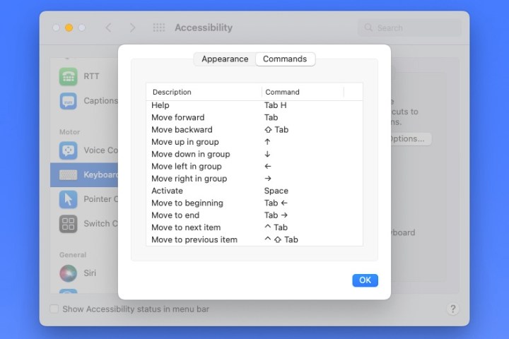 Elenco completo dei comandi di accesso alla tastiera su Mac.