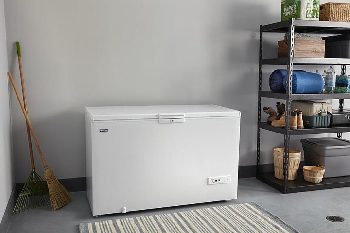 The Maytag chest freezer in white.