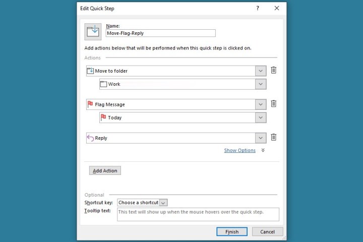 Create a custom Quick Step in Outlook.
